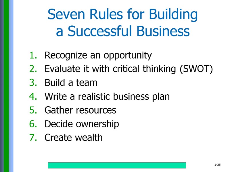 Seven Rules for Building  a Successful Business Recognize an opportunity Evaluate it with